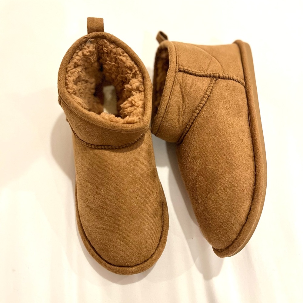 brown mid top slipper boots